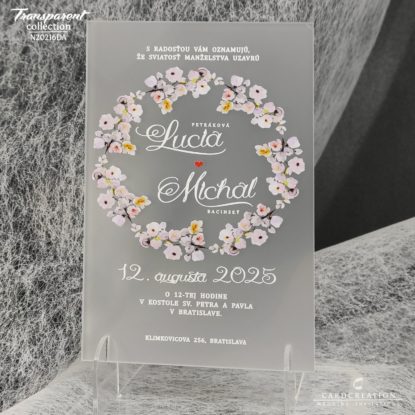 svadobné oznámenie kvetinové transparentné 3D tlač dymový akryl N20216DA