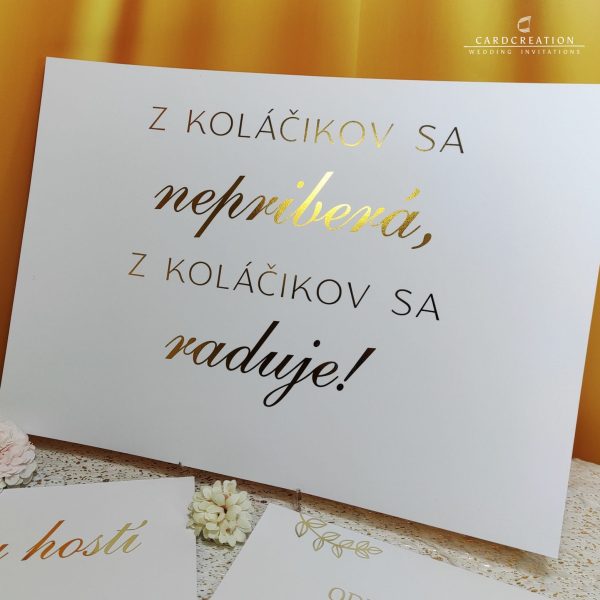Zlatá informačná kartička - svadobná dekorácia - Image 2