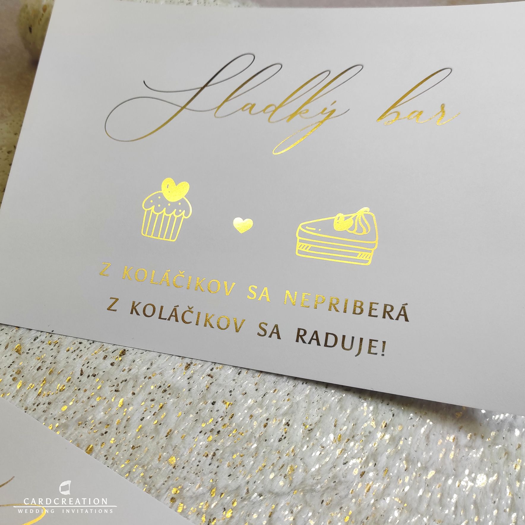 Zlatá informačná kartička - svadobná dekorácia 004 - Image 2