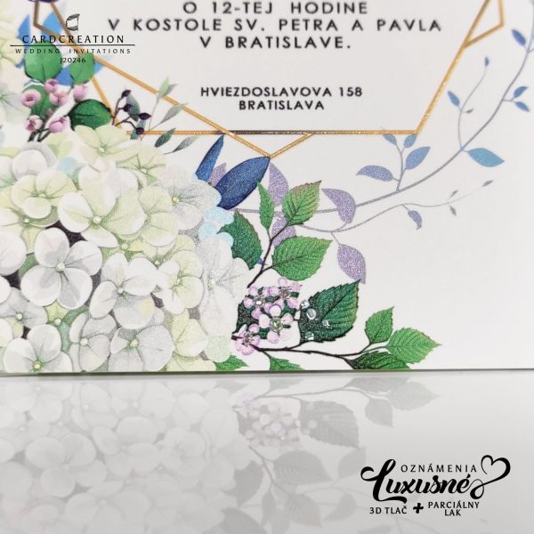 svadobné oznámenie kvetinové 3d tlač luxusné biely papier J20246 - Image 3
