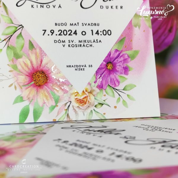 svadobné oznámenie luxusné kvetinové 3d tlač wedding J20221 - Image 2