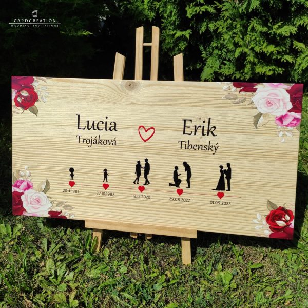 Drevená tabuľa - príbeh lásky 006W