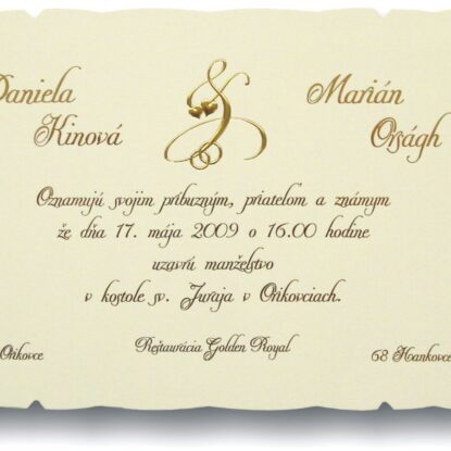 Svadobné oznámenie A5017