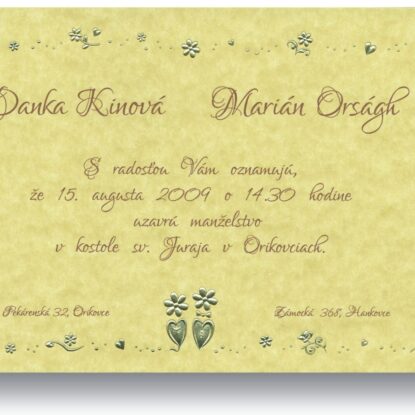Svadobné oznámenie A5028