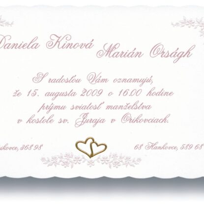 Svadobné oznámenie A5040