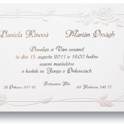 Svadobné oznámenie A5065