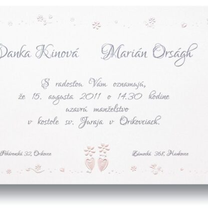 Svadobné oznámenie A5069