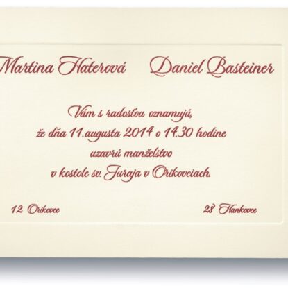 Svadobné oznámenie c1137