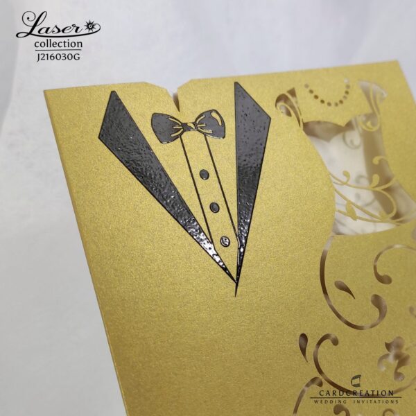 svadobné oznámenie laser 3d tlač zlatý papier J216030G - Image 3