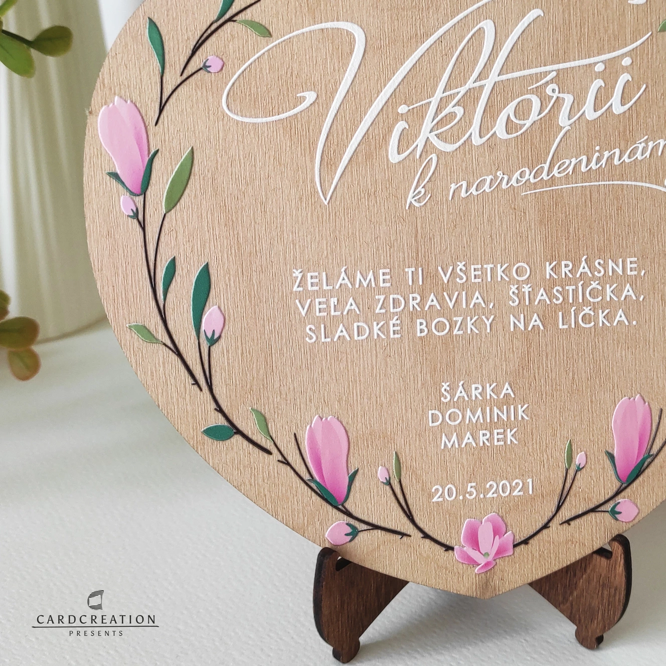 Srdiečko s venovaním ako narodeninový darček - drevený darček ND001W - Image 2