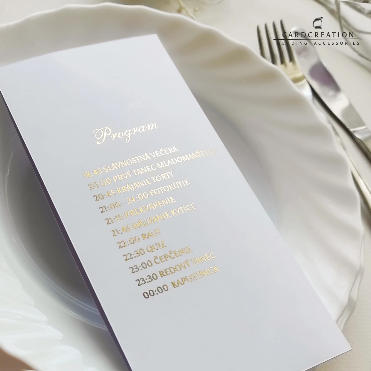 Svadobné menu skladacie, zlatý text - Image 2