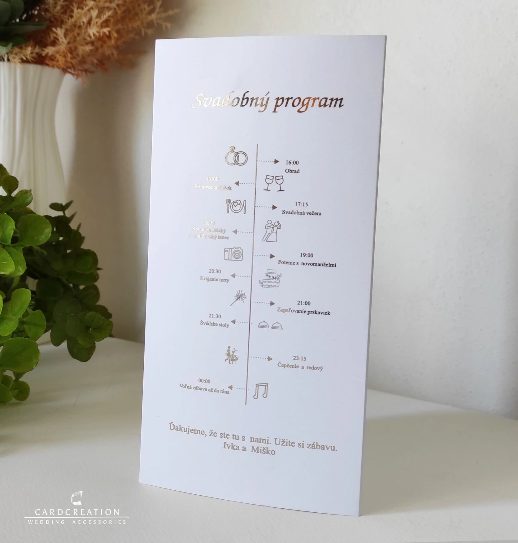 Svadobné menu skladacie, zlatý text - Image 3