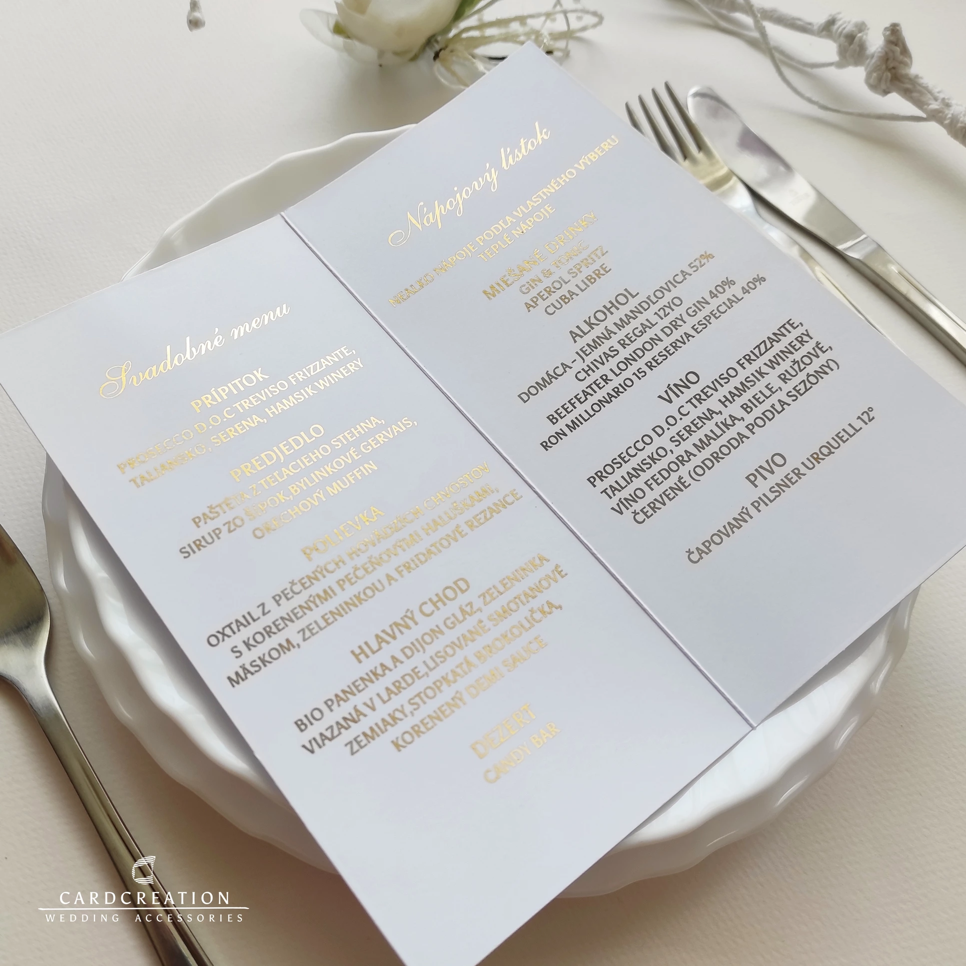 Svadobné menu skladacie, zlatý text - Image 4