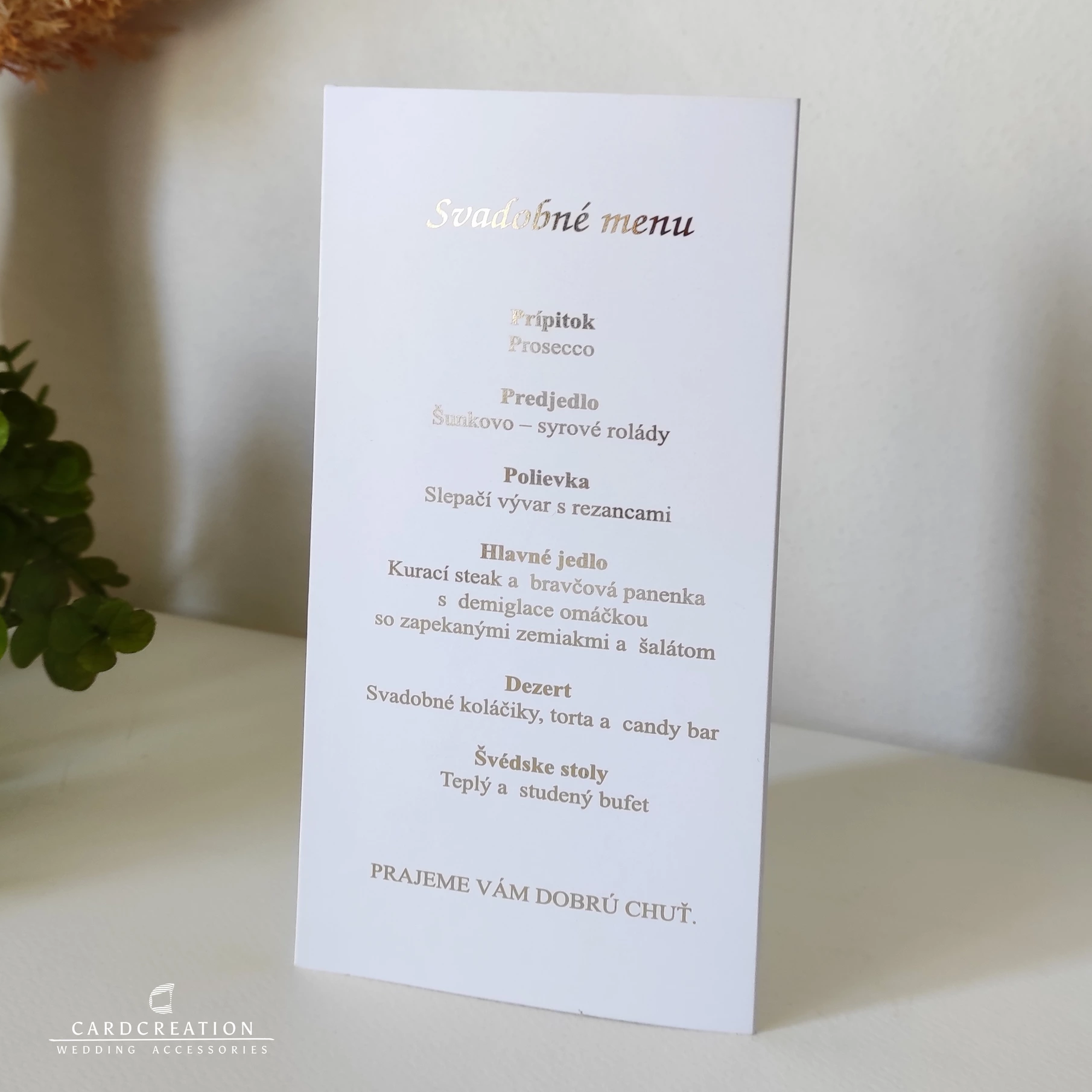 Svadobné menu skladacie, zlatý text - Image 5